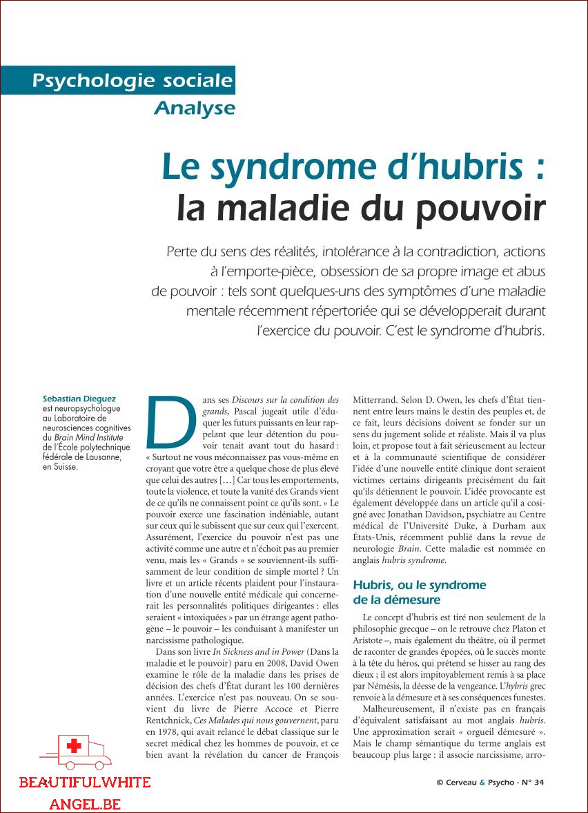 Le syndrome d Hubris symptômes et traitement